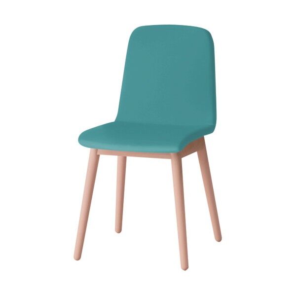 ノットワーク背座一体木脚チェア張りぐるみ 脚ラスティックビーチL・ウレタンレザーターコイズブルー KLL-134DK-LS4 1点