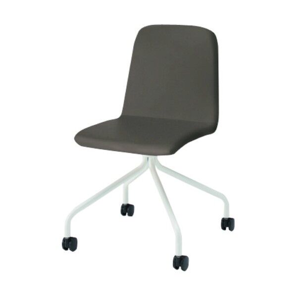 ノットワーク背座一体キャスターチェア張りぐるみ 脚ホワイト・ウレタンレザーセピアブラウン KLL-135DK-W9K1 1点