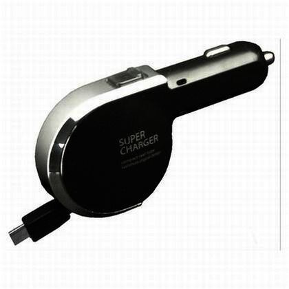 DC充電器リール2.4A リバーシブルmicro ブラック/シルバー W23×H100×D54mm AJ510 1