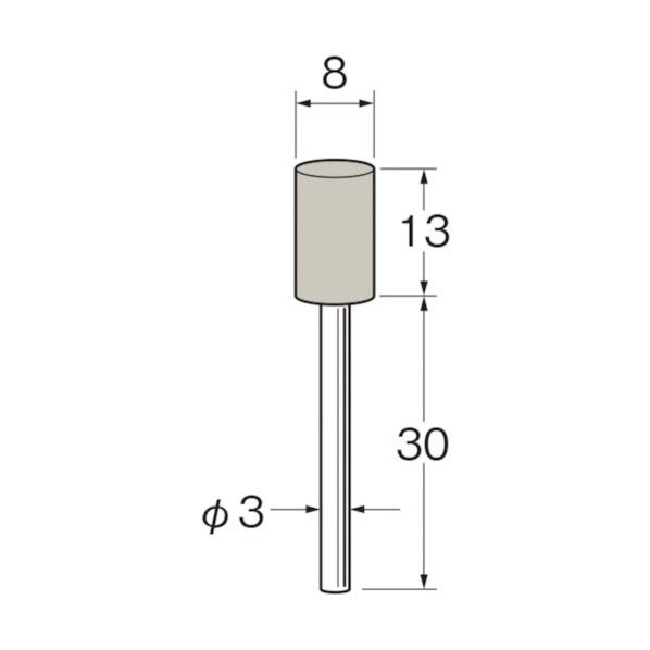 軸付弾性砥石(UB砥石)外径(mm):8粒度(#):800 R8324 10本