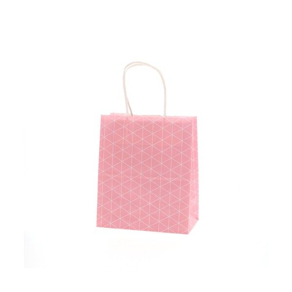 手提げ紙袋 25チャームバッグ 21-12 スクエア ピンク 3266721 1点