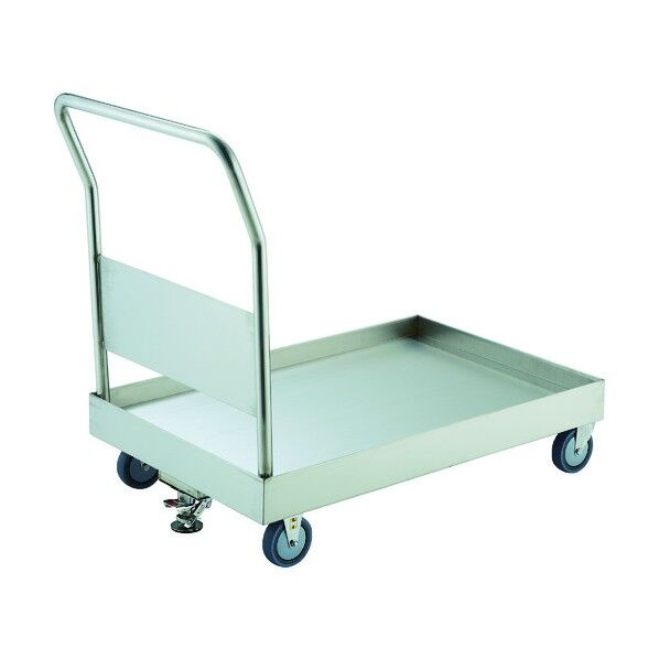 オールステンレス皿型台車(固定ハンドル・導電ウレタン車) ストッパー付