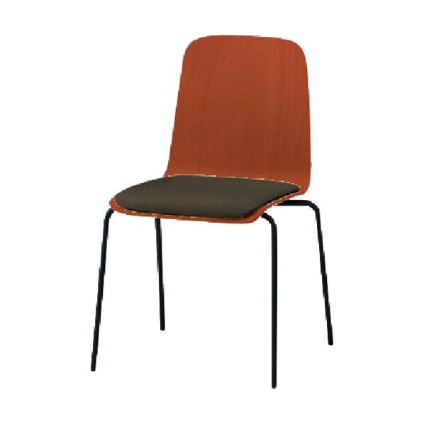 ノットワーク 背座一体スタッキングチェア クッション付 背座色ラスティックビーチM・脚サテンブラック・布地カシューブラウン KLL-120C-TTH4 1点