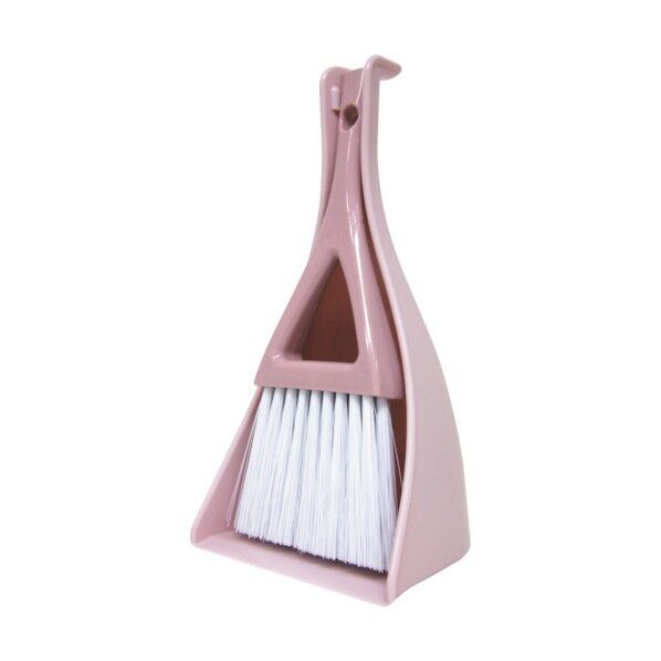 クリンテック 自立するチリトリ付きテーブルほうきセット ピンクベージュ 111469 1点