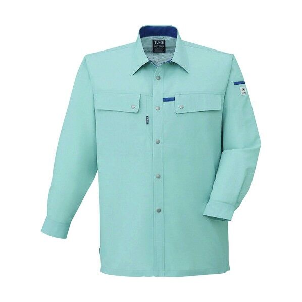 夏 長袖シャツ ミストグリーン色 LLサイズ WA10459-17-LL 1点