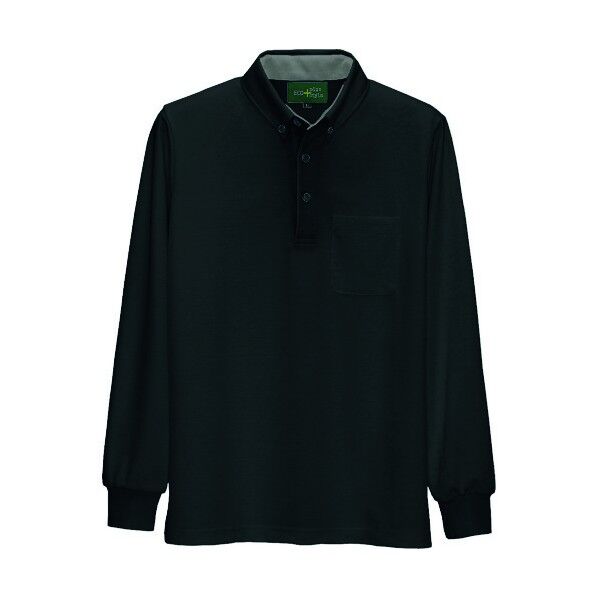制電長袖ポロシャツ(男女兼用)AZ50012-010ブラックSS 010ブラック SS 50012 1