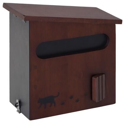 木製壁掛けポスト ブラウン 幅330×奥行170×高さ340 73-825 1