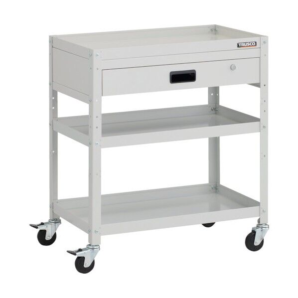 ラビットワゴン 700X450XH810 1段引出付 ゴム車輪 ホワイト RBW-873V-W 1点