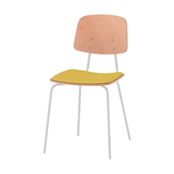 ノットワーク背座セパレートチェア座パッド付 背座ラスティックビーチL・脚ホワイト・ウレタンレザーストロングイエロー KLL-121DK-GHU5 1点