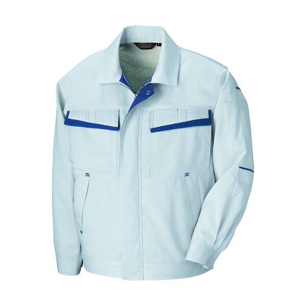 長袖サマーブルゾン（配色）（男女兼用） 003シルバーグレー×ロイヤルブルー LL 5570 1