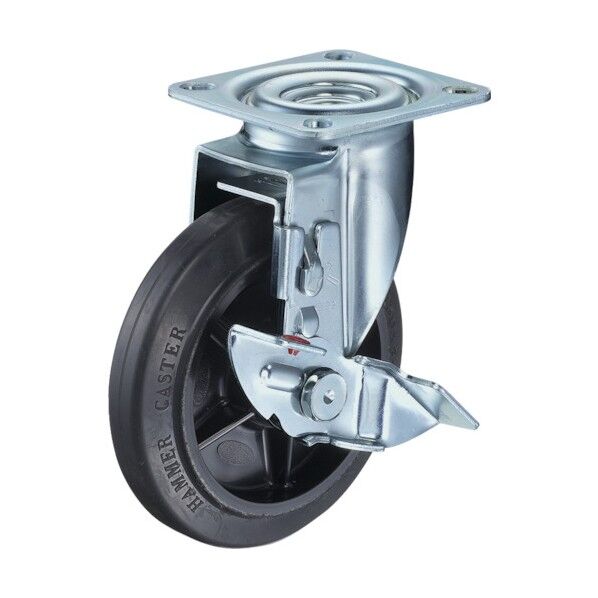 2S型自在ブレーキ付125mmナイロンホイルゴム巻車