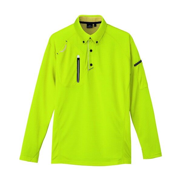 長袖ボタンダウンポロシャツ(男女兼用) 016ライム L 10604 1