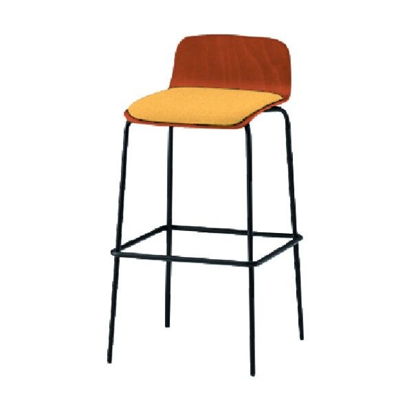 ノットワークハイチェア座パッド付 背座ラスティックビーチM・脚サテンブラック・布地ソフトイエロー KLL-123C-TTY5 1点