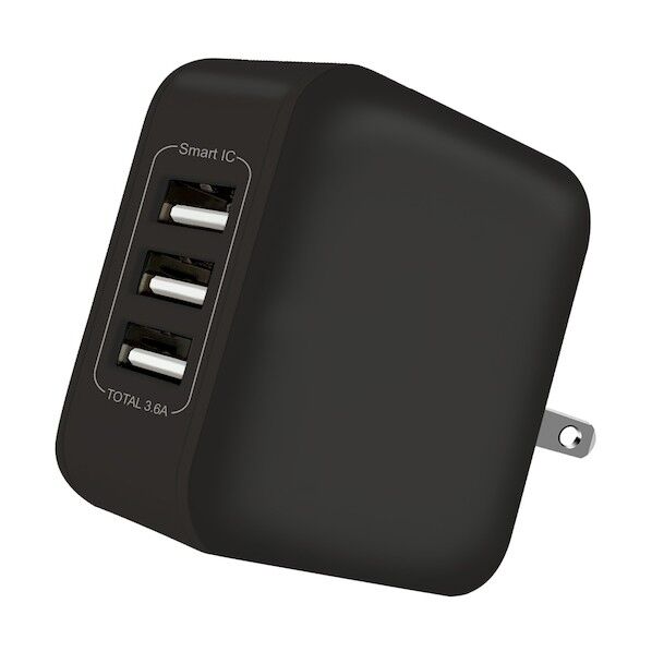 エアージェイ 3ポート3.6A AC充電器 BK AKJ-36AD3 BK 1点