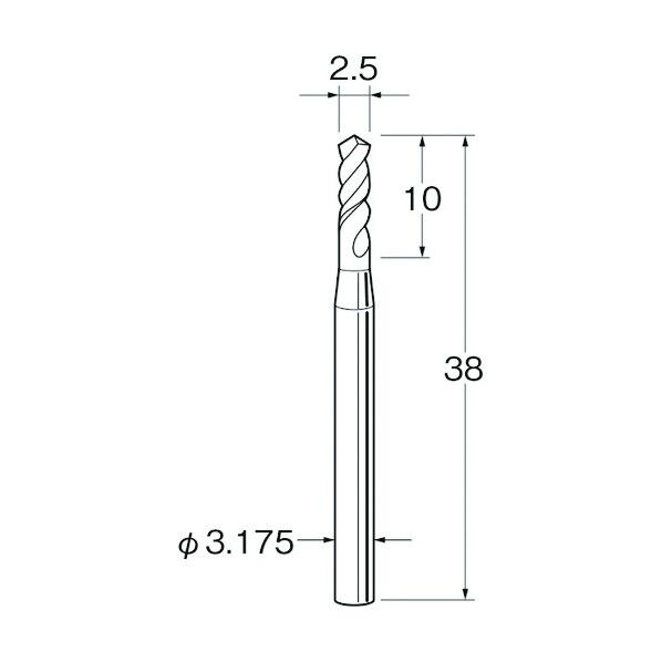 ツイストドリル(超硬合金)刃径(mm):2.5シャンク径(mm):3.175 T3025 1本