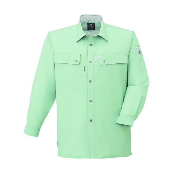 夏 長袖シャツ モスグリーン色 5Lサイズ WA10459-7-5L 1点