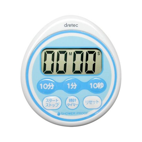 時計付防滴タイマー ブルー 82×18×90mm T-543BL 1