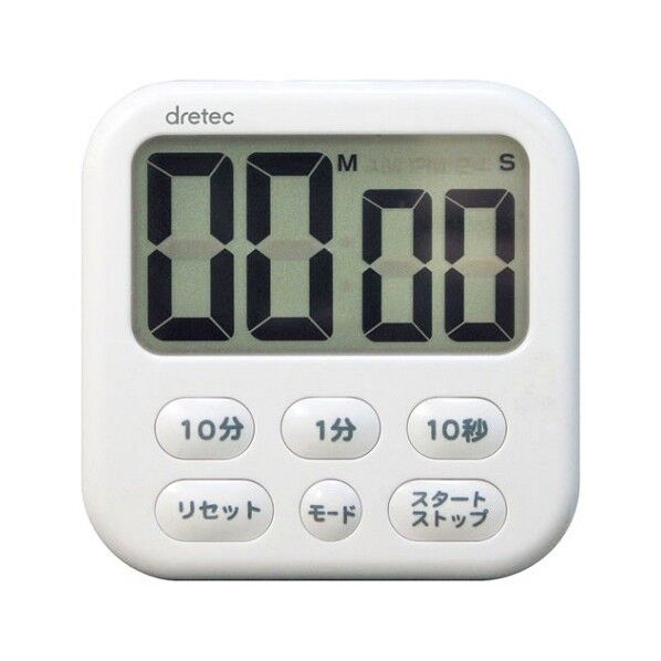 ドリテック dretec キッチンタイマー シャボン6 デジタル式 大画面タイマー 約幅8×奥行8×高さ1.9cm 1-1439-01 1個