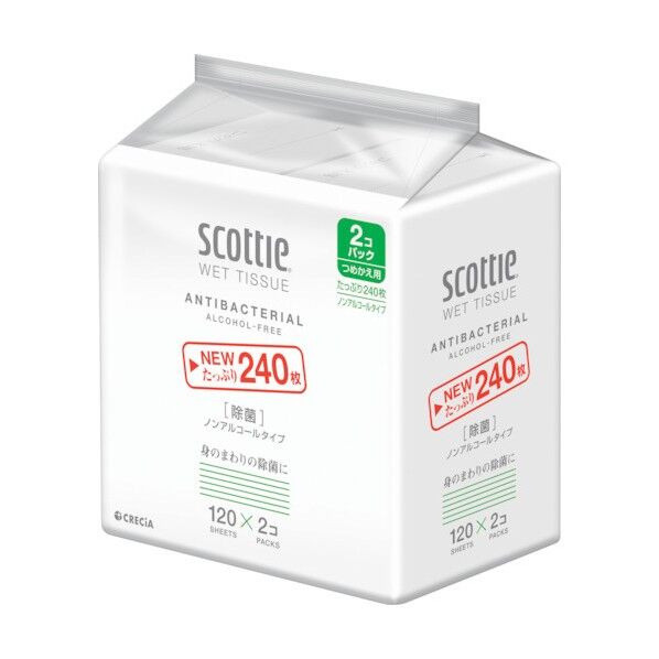 クレシア スコッティ ウェットティシュー除菌 ノンアルコールタイプ 120枚詰替え用2個パック 77026 240枚...
