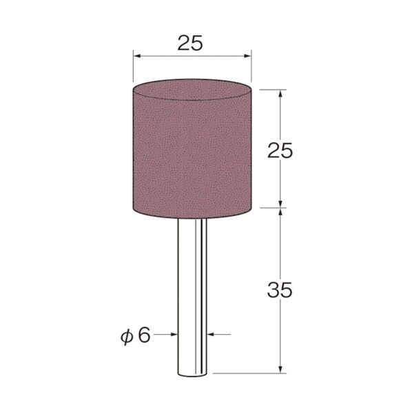 軸付セラミックゴム砥石(非金属研磨用)外径(mm):25粒度(#):80 R2281 5本