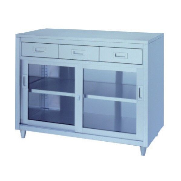 ステンレス保管庫引出付ガラス戸アジャスト仕様 LADG-12060 1点