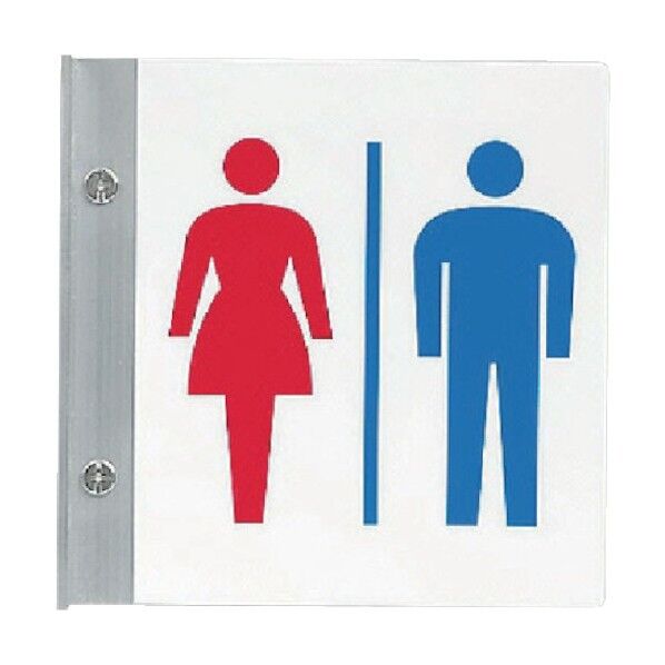 トイレ表示男女セットアクリルプレート・金具/アルミ150X150 842-54 1