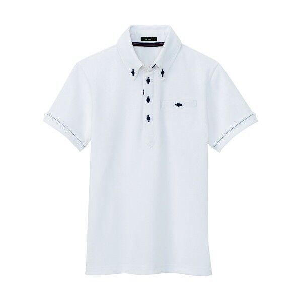 部屋干しボタンダウン半袖ポロシャツ（男女兼用） 001ホワイト S 7667 1