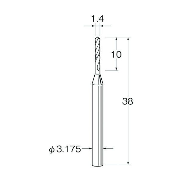 ツイストドリル(超硬合金)刃径(mm):1.4シャンク径(mm):3.175 T3014 1本
