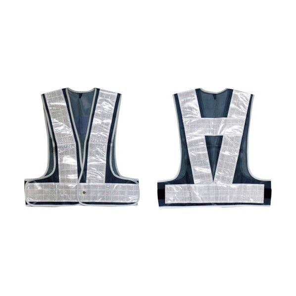 メッシュ安全ベスト(90mm幅反射タイプ) 紺/白反射 フリーサイズ 238014 1個
