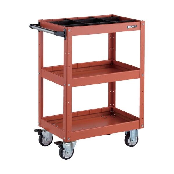 イーグルワゴン 600X400XH880 深型3段 1段仕切板付 ウレタン車輪 オレンジ EGW-963F3S1U-OROR 1点