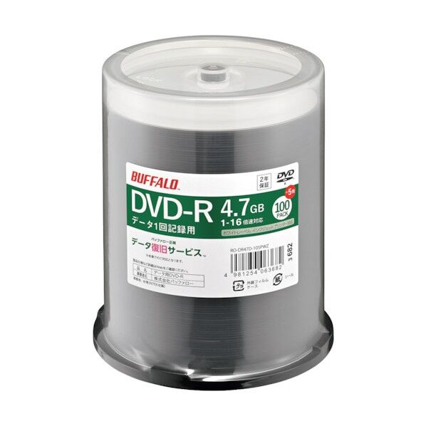 光学メディア DVD-R PCデータ用 4.7GB 法人チャネル向け RO-DR47D-105PWZ 105枚
