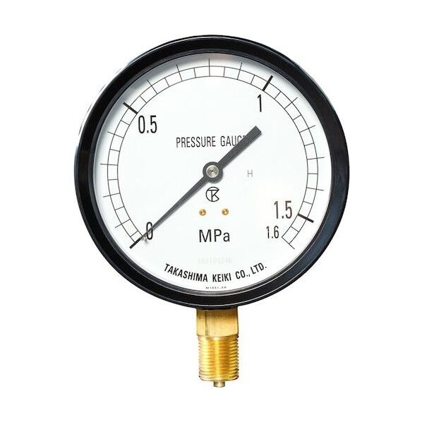 高島計器 プラスチック圧力計(A枠立型・φ100)圧力レンジ0.0~0.1MPa G3/8 1227010 1点