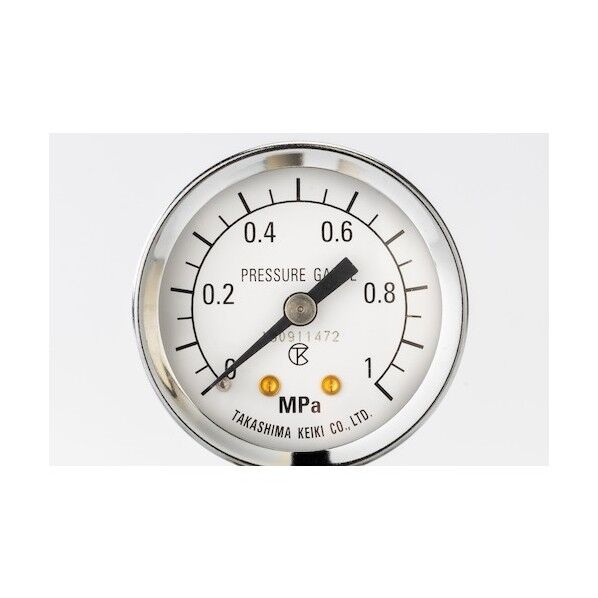 小型圧力計(D枠埋込形・縁なし・中心ネジ・φ40)圧力レンジ0.0~0.1MPa R1/8 1741010 1点