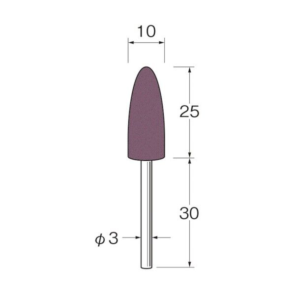 軸付グリーンカーボランダムゴム砥石外径(mm):10粒度(#):46 R3341 10本