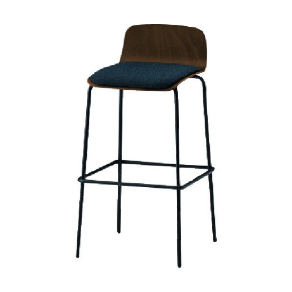 ノットワークハイチェア座パッド付 背座ラスティックビーチD・脚サテンブラック・布地インディゴブルー KLL-123C-TNN2 1点