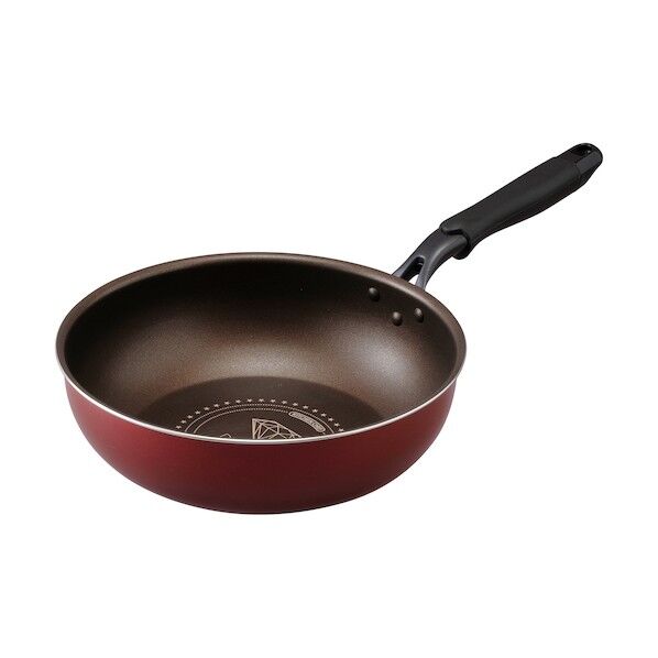 ダイヤモンドコートフライパンガス用 炒め鍋26cm レッド/ダークブラウン DGS-W26 1点
