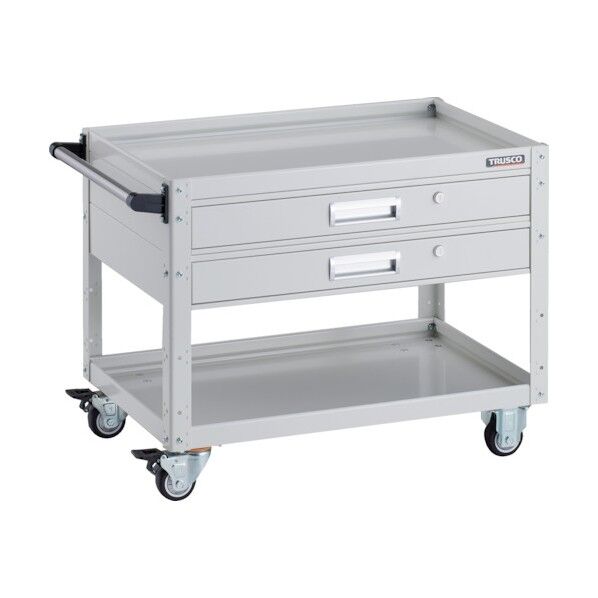 イーグルワゴン 750X500 引出2段付 ウレタン4輪自在 ホワイト EGW-672V2UJ-W 1点