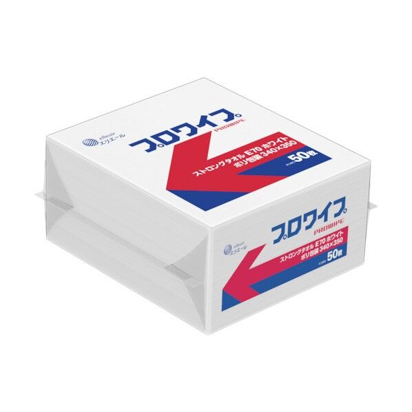 EBS エリエール プロワイプ ストロングタオルE70 ホワイト ポリ包装 340×350 823616 18パック...