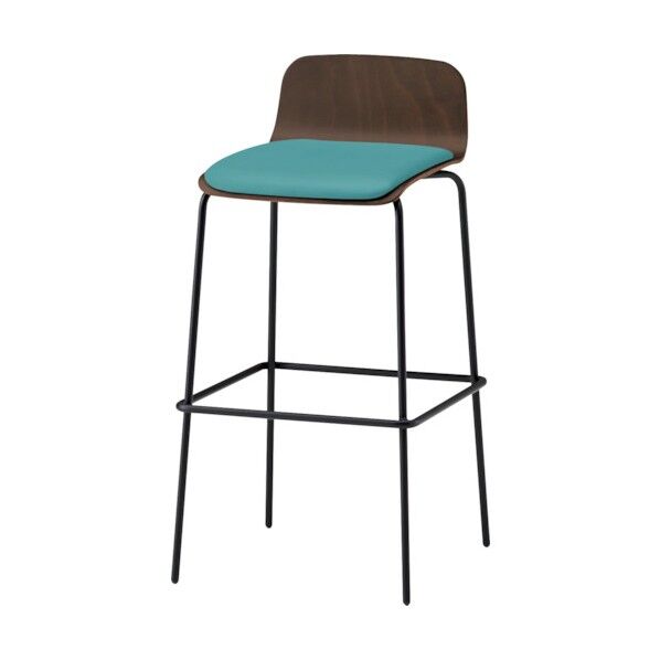 ノットワークハイチェア座パッド付 背座ラスティックビーチD・脚サテンブラック・ウレタンレザーターコイズブルー KLL-123DK-TNS4 1点