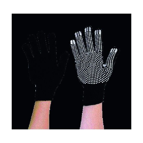 丸和ケミカル カラーナイロン軍手 黒 すべり止め付き 12 1個