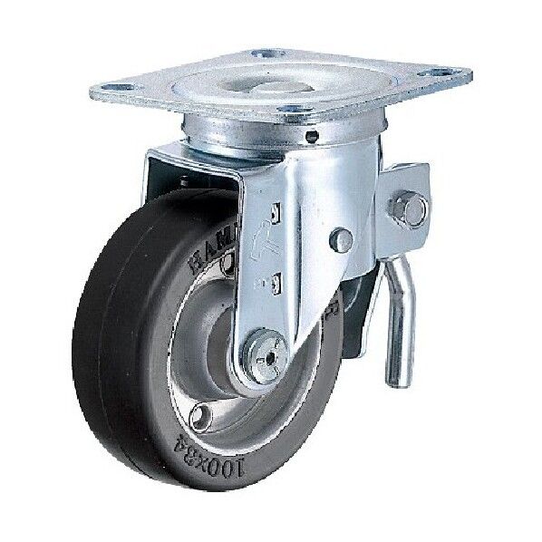 Sシリーズ自在トータルロック付幅広ゴム車150mm 平戸車 615SWR150 1個