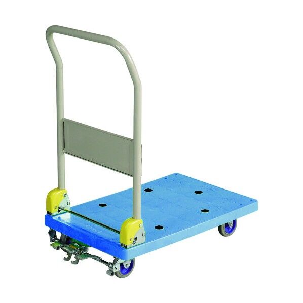 小型樹脂台車 ハンドル折りたたみ式 フットブレーキ付 NP-106 1点