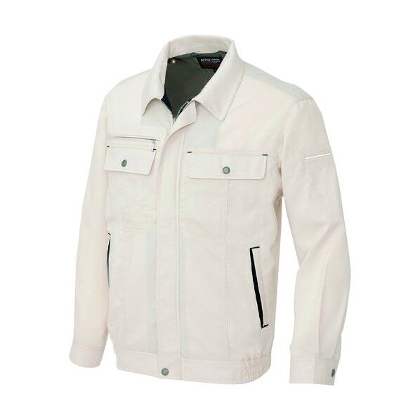 長袖サマーブルゾン(男女兼用) 002ベージュ×ブラック 4L 5560 1