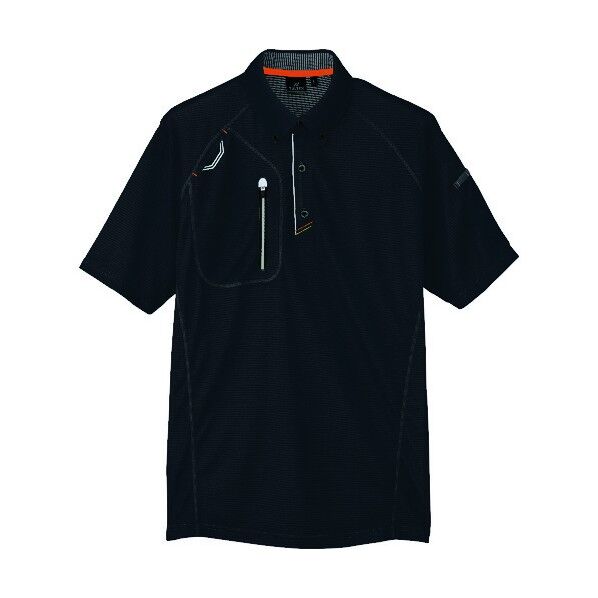 半袖ボタンダウンポロシャツ(男女兼用) 010ブラック 3L 10605 1