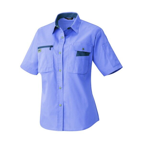 レディース半袖シャツ(ムービンカット)AZ5317-076ミストバイオレット×ネイビー7 076ミストバイオレット×ネイビー 7 5317 1