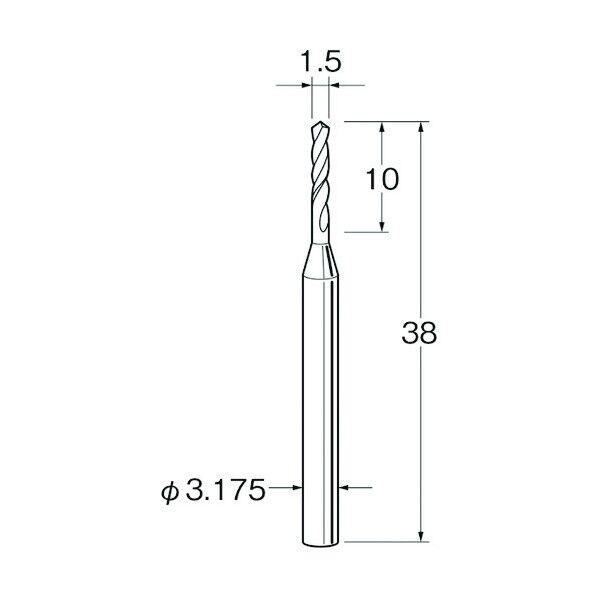 ツイストドリル(超硬合金)刃径(mm):1.5シャンク径(mm):3.175 T3015 1本