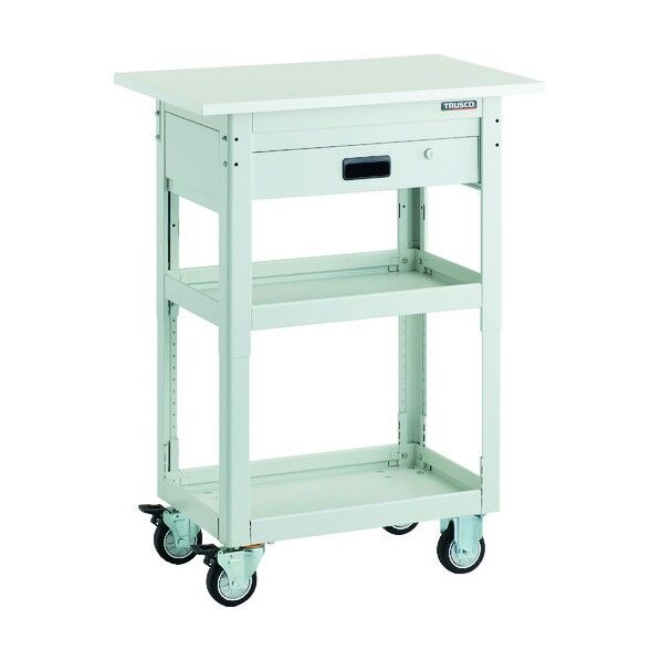 ツールワゴン ドルフィン 高さ調節式 天板付 750X500 1段引出 W ウレタン車輪 DLWS-A963TVU-W 1点