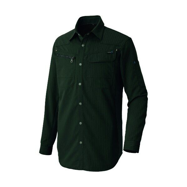 アジト ペンタスヘリンボーン 長袖シャツ（薄地） 010カーキブラック M 30635 1