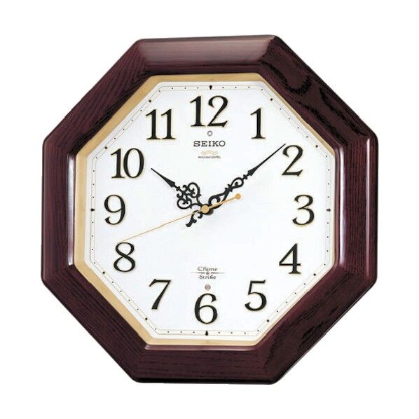 チャイム&ストライク付電波掛時計 木枠 RX210B 1個