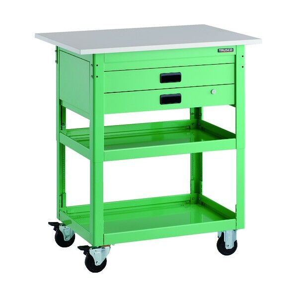 ツールワゴン ドルフィン 高さ調節式 天板付 900X600 2段引出 YG DLWS-A973TX-YG 1点